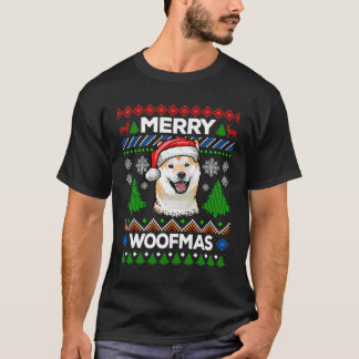 Merry Woofmas Ugly Sweater Kerstmis Shiba Inu Lov T-shirt