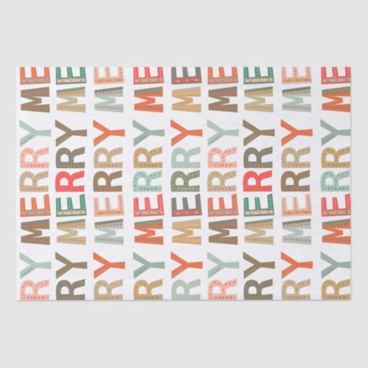 MERRY Words funky Wrapping Tissue Paper Tissuepapier (Voorkant)