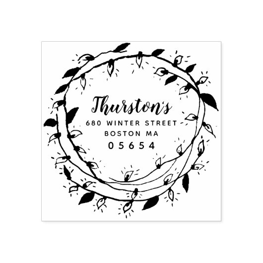 Merry Wreath | Retouradres Rubberstempel (Afrduk)