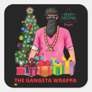 Merry X-MASS VAN DE GANGSTA WRAPPA grappig Vierkante Sticker