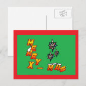 Merry Xmas 3 sterren Briefkaart Rode Grens (Voorkant / Achterkant)