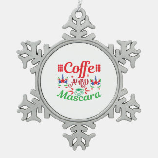 Merry Xmas Cafeine en Mascara Tin Sneeuwvlok Ornament