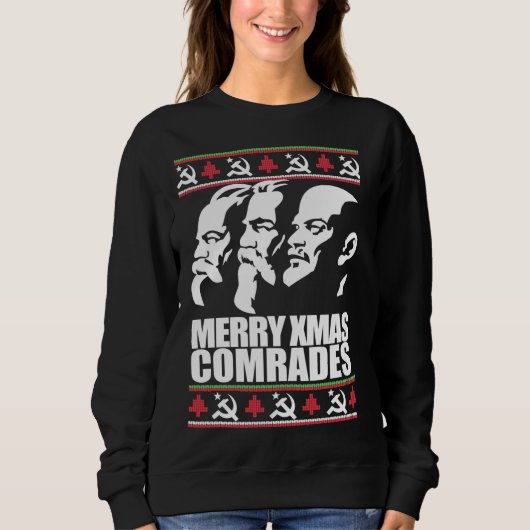 MERRY XMAS COMRADE Vilain Sweat de Noël Marx Eng (Devant)