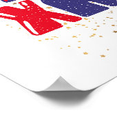 Merry Xmas Cute Red Blue Gold Poster (Hoek)