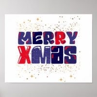 Merry Xmas Cute Red Blue Gold