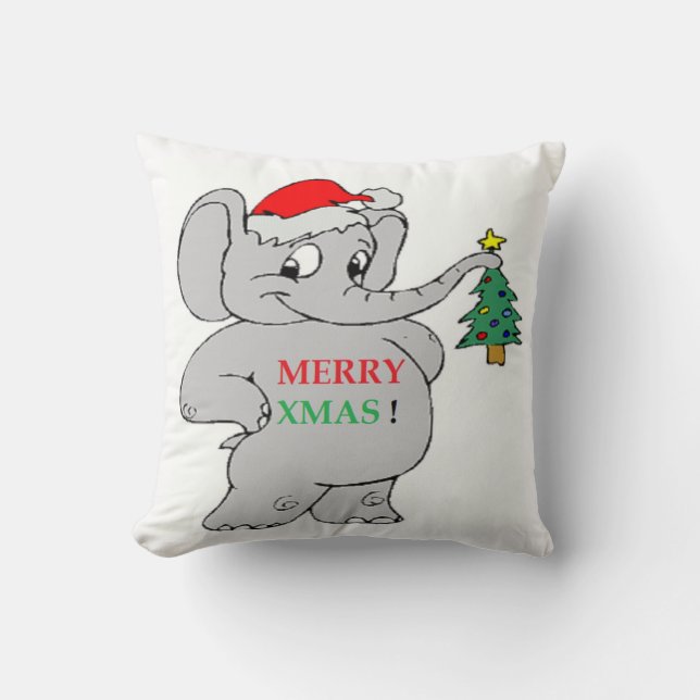 "MERRY XMAS" ELEPHANT KUSSEN (Voorkant)