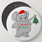 "MERRY XMAS" ELEPHANT RONDE BUTTON 6,0 CM (Voorkant /achterkant)