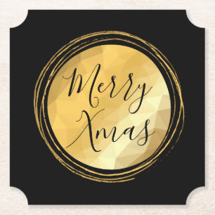 Merry Xmas feestdagen elegant zwart en goud Kartonnen Onderzetters