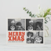 Merry Xmas Funky Groovy Foto Kerstmis Kaart (Staand voorkant)