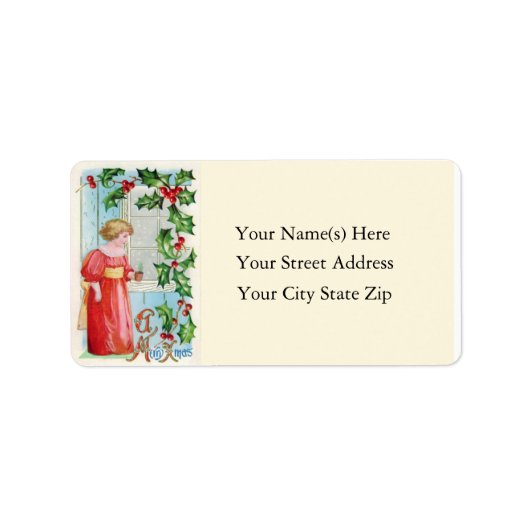 Merry Xmas Girl Adres Label (Voorkant)