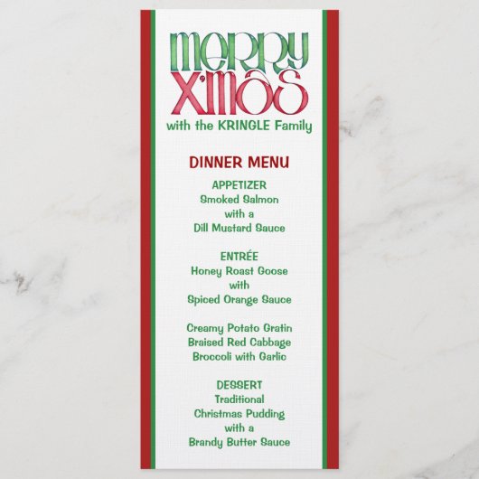 Merry X'mas Green Kerstmis Menu (Voorkant)