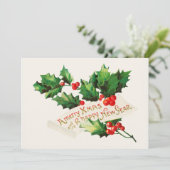 Merry Xmas & Happy New Year Holly Feestdagenkaart (Staand voorkant)