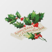 Merry Xmas & Happy New Year Holly Raamsticker (Vel)