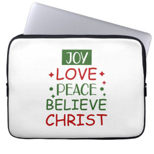 Merry Xmas Joy Love Peace geloven Laptop Sleeve