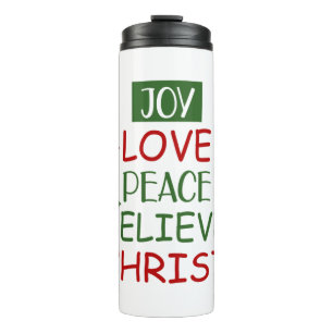 Merry Xmas Joy Love Peace geloven Thermosbeker