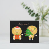 Merry Xmas Lion Cubs Briefkaart (Staand voorkant)