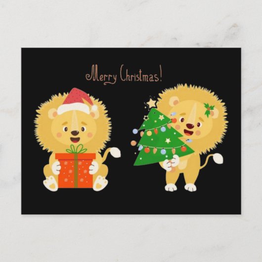 Merry Xmas Lion Cubs Briefkaart (Voorkant)