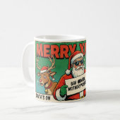 Merry Xmas Mess Funny Christmas Mug - Naughty Sant (Devant gauche)