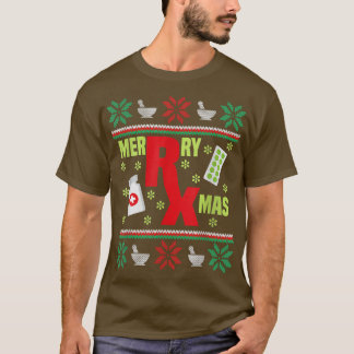 Merry Xmas Pharmacy Tech Pharmacist Ugly Kerstmis T-shirt