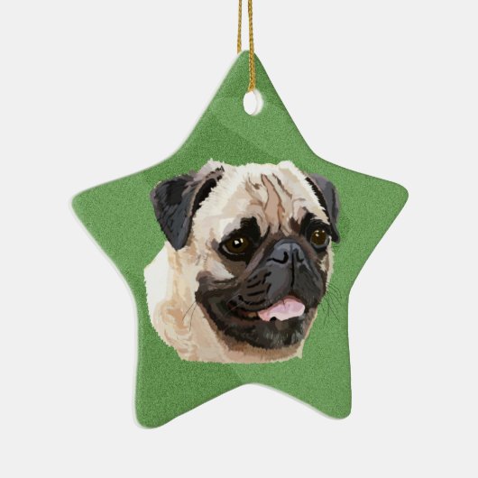 Merry Xmas Pug Keramisch Ornament (Rechts)