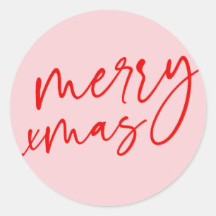 Merry Xmas Red en Roze de Sticker van het Manuscri