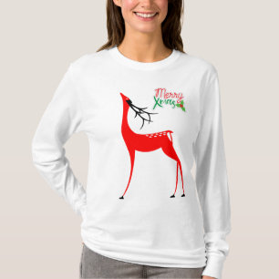 Merry Xmas Reindeer Tshirt femme