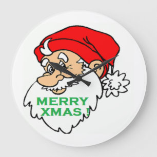 "MERRY XMAS" SANTA GROTE KLOK