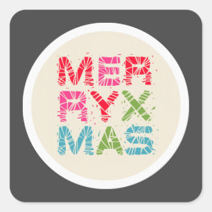 MERRY XMAS Typographie Stickers de vacances