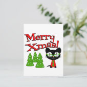 Merry Xmas uit een cool Kat Feestdagenkaart (Staand voorkant)