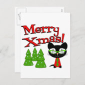 Merry Xmas uit een cool Kat Feestdagenkaart (Voorkant / Achterkant)