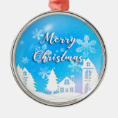 Merry Xmas White House Snow Blue Ornament (Voorkant)