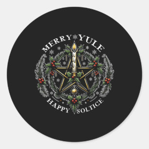 Merry Yule & Happy Solstice Ronde Sticker