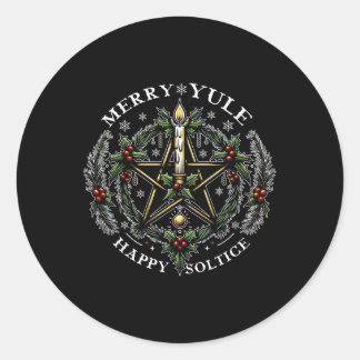 Merry Yule &amp; Happy Solstice Ronde Sticker