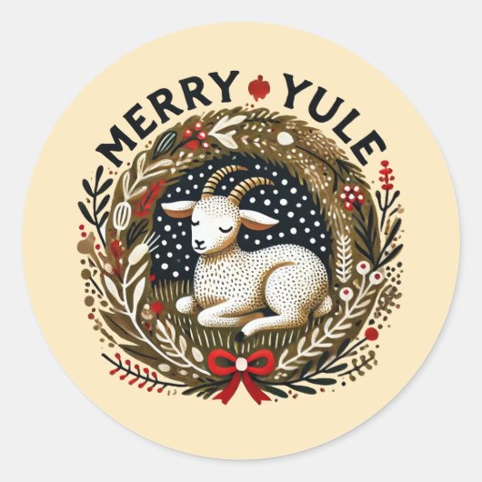 Merry Yule Goat Ronde Sticker (Voorkant)