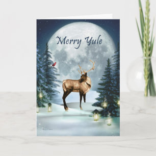 Merry Yule Winter Stag Holiday Kaart