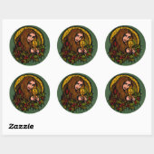Merry Yule Witch Ronde Sticker (Vel)