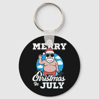 Merrychristmas In July Funny Santa Sleutelhanger