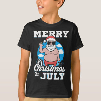 Merrychristmas In July Funny Santa T-shirt