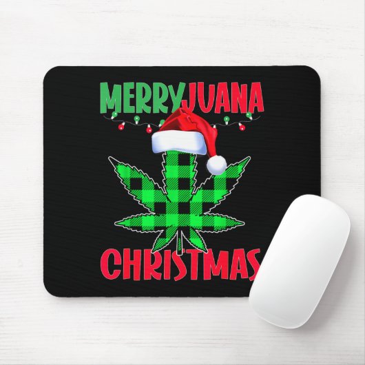 Merryjuana Weed Leaf Funny Christmas Pajama X-mas Muismat (Met muis)