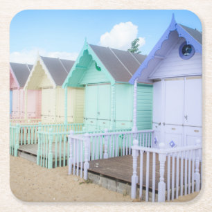 Mersea Island Beach Huts Vierkante Kartonnen Onderzetter