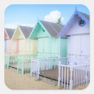 Mersea Island Beach Huts Vierkante Sticker