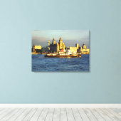 Mersey Ferry & Liverpool Waterfront Canvas Afdruk (Insitu (Houten vloer))