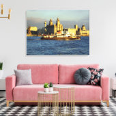 Mersey Ferry & Liverpool Waterfront Canvas Afdruk (Insitu (Woonkamer))
