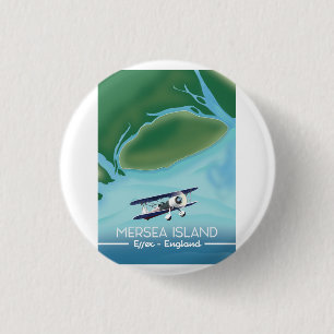 Mersia Island, Essex Reisposter in vintage stijl Ronde Button 3,2 Cm