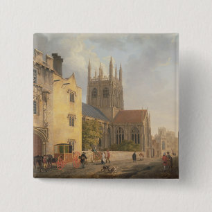 Merton College, Oxford, 1771 (olie op doek) Vierkante Button 5,1 Cm