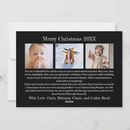 Merveilles de son amour Carte de Noël 4 Photo Blac (Dos)