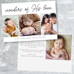 Merveilles de son amour Faire-part de naissance de<br><div class="desc">Une carte de vacances moderne de trois photos avec espace sur le dos pour une photo de plus et un message personnalisé</div>