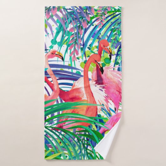 Merveilleuse aquarelle flamingo. Afrique (Serviette de bain)