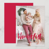 Merveilleuse carte photo de Noël Rouge Vie (Devant / Derrière)