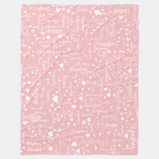 Merveilleuse couverture en polaire rose avec nom e (Devant)